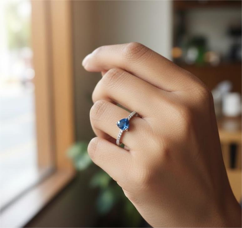 Luxury Premium Blue Sapphire Solitaire Ring