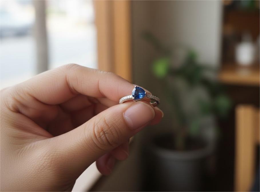 Luxury Premium Blue Sapphire Solitaire Ring - Image 2