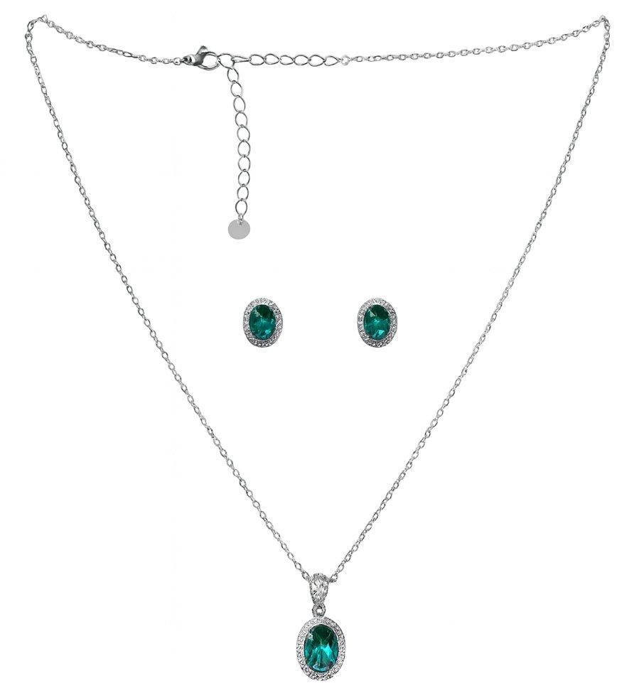 Elegant Green Zircon Pendant & Studs Set - Image 3