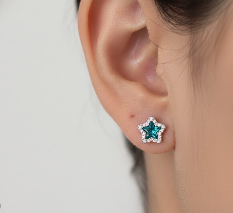 925 Silver Swarovski Star Stud Earring