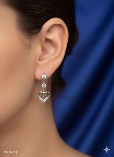 Premium CZ Heart Drop South Screw Earrings – 925 Sterling Silver