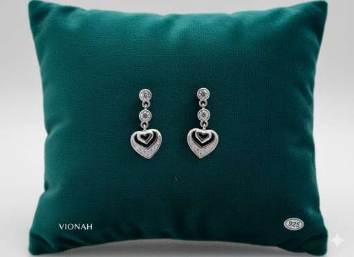 Premium CZ Heart Drop South Screw Earrings – 925 Sterling Silver - Image 3