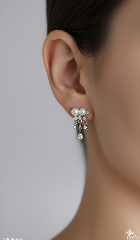 Pearl Cluster Dangle Earrings