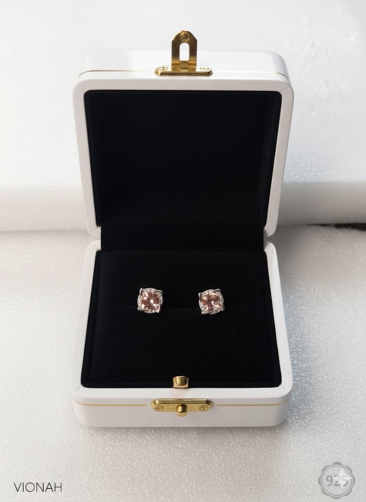Pink Swarovski 925 Silver Stud Earrings - Image 2