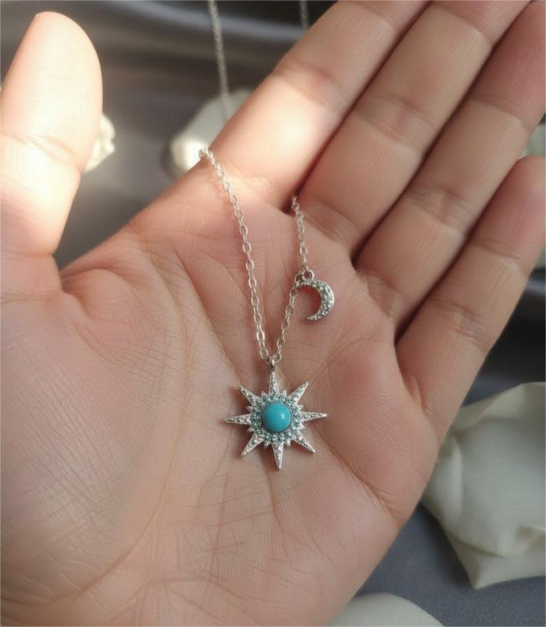 Sun & Moon Sterling Silver Pendant Necklace - Image 4