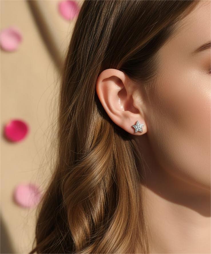 Silver Star CZ Studs