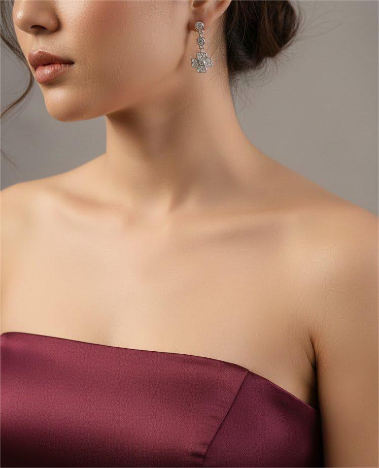 Screw Flower Hanging CZ Studs