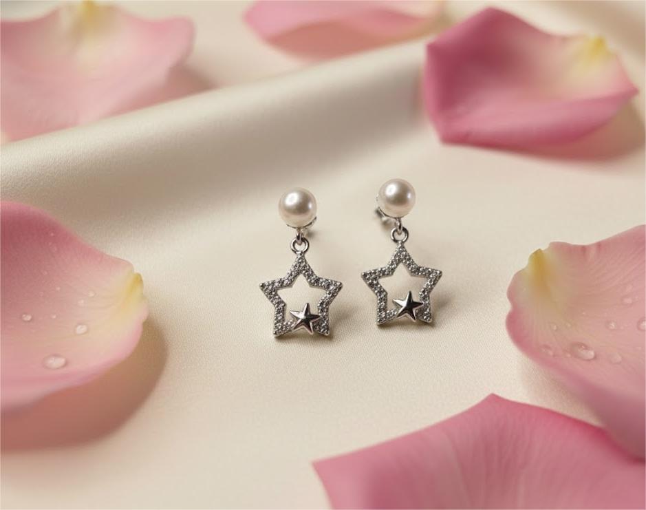 Pearl & CZ Star Hanging - Image 4