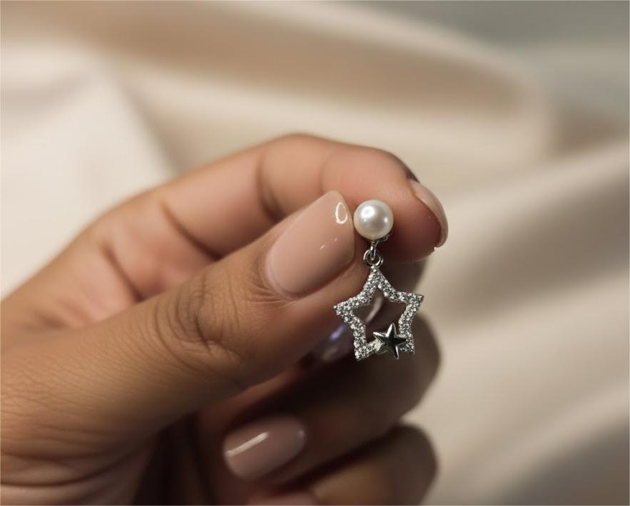 Pearl & CZ Star Hanging - Image 2