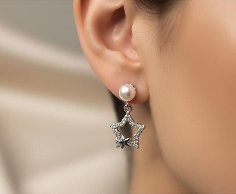 Pearl & CZ Star Hanging