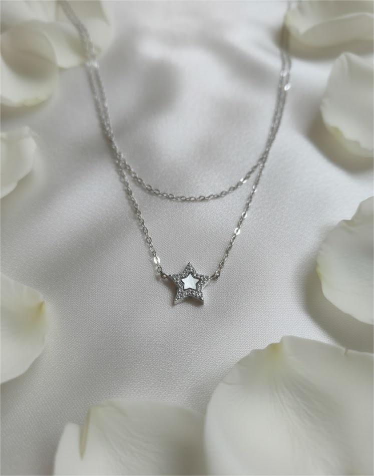 Double Layer Star Zircon Sterling Silver Necklace - Image 3