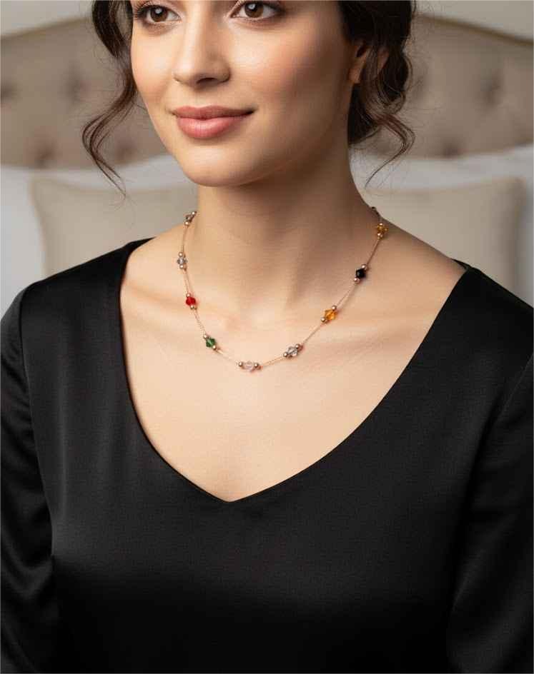 Rose Gold Multicolour Swarovski Crystal Chain
