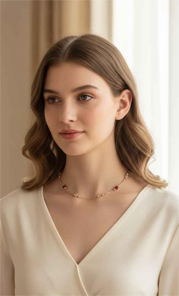 Rose Gold Red & Clear Swarovski Crystal Chain