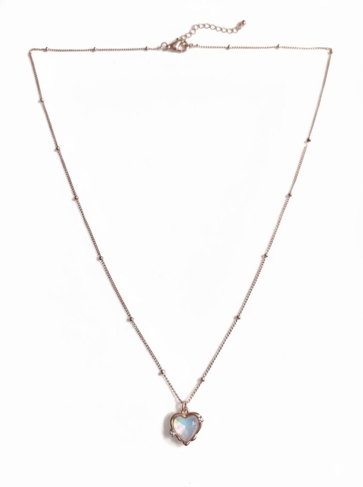 Rose Gold Mother-of-Pearl Heart Pendant Necklace