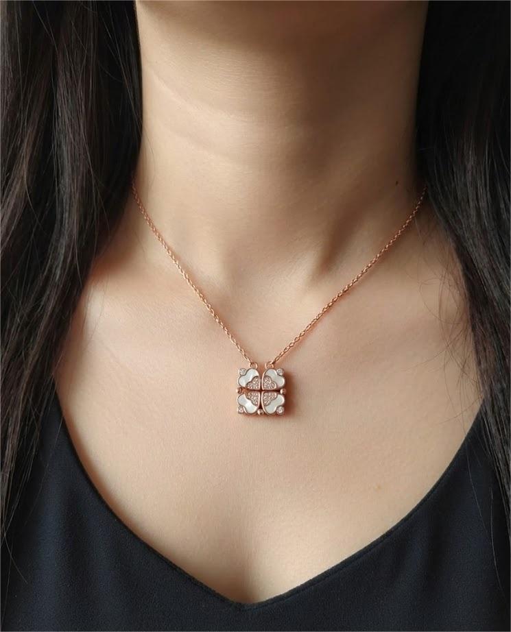 Rose Gold Heart MOP Magnetic Chain