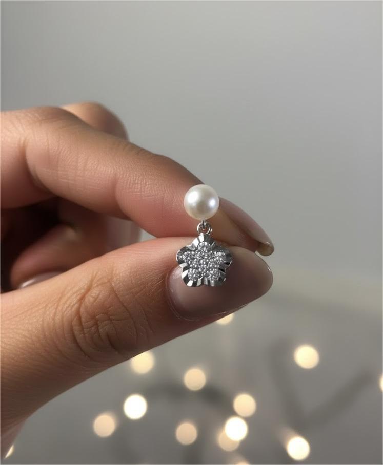 Pearl & CZ Flower Hanging - Image 2