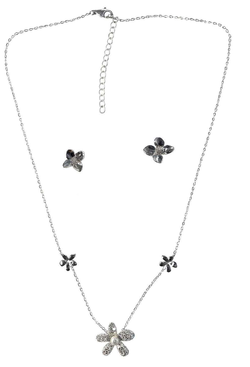Floral Zircon 925 Sterling Silver Chain with Earrings - Image 4