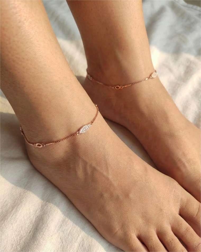Elegant Rose Gold CZ Anklet