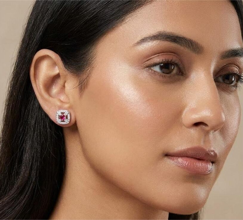 925 Sterling Silver Ruby Studs