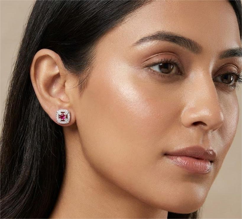 925 Sterling Silver Ruby Studs