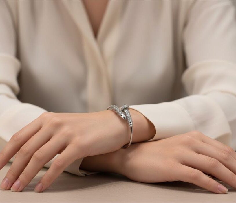 Zircon Stone Open Cuff Bracelet