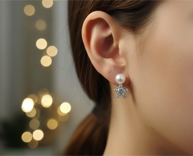 Pearl Snowflake Zircon Studs