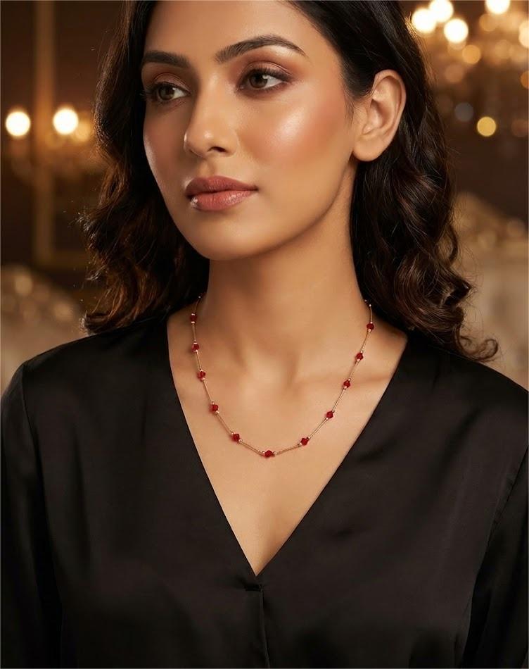 Rose Gold Red Swarovski Crystal Chain