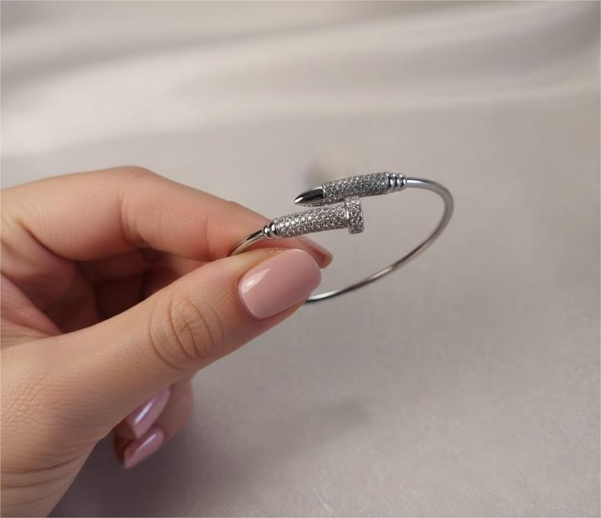 Zircon Stone Open Cuff Bracelet - Image 3