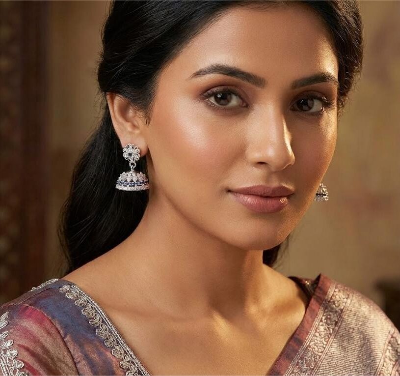 925 Sterling Silver Blue Stone Jhumkas