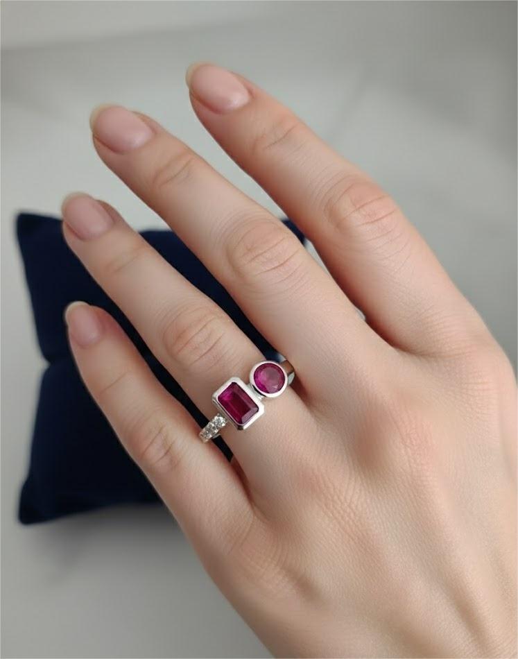 Dual Ruby Silver Ring