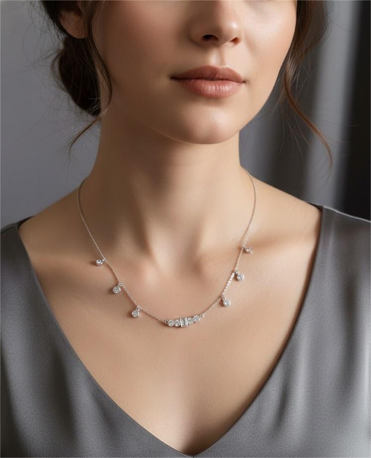 Zircon Drop Sterling Silver Necklace - Image 3
