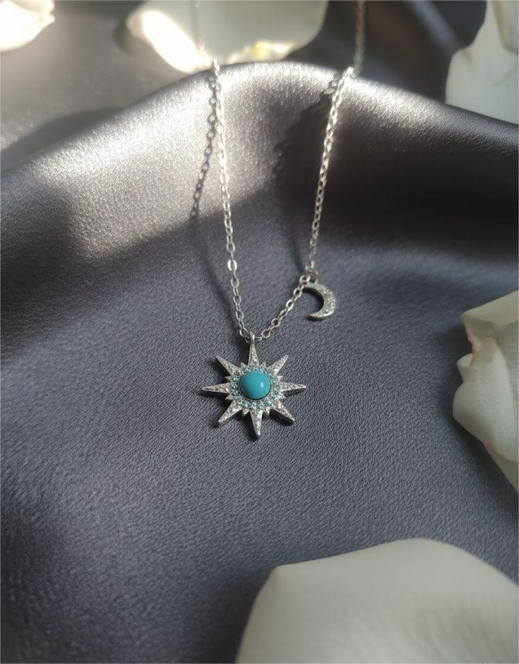 Sun & Moon Sterling Silver Pendant Necklace - Image 3