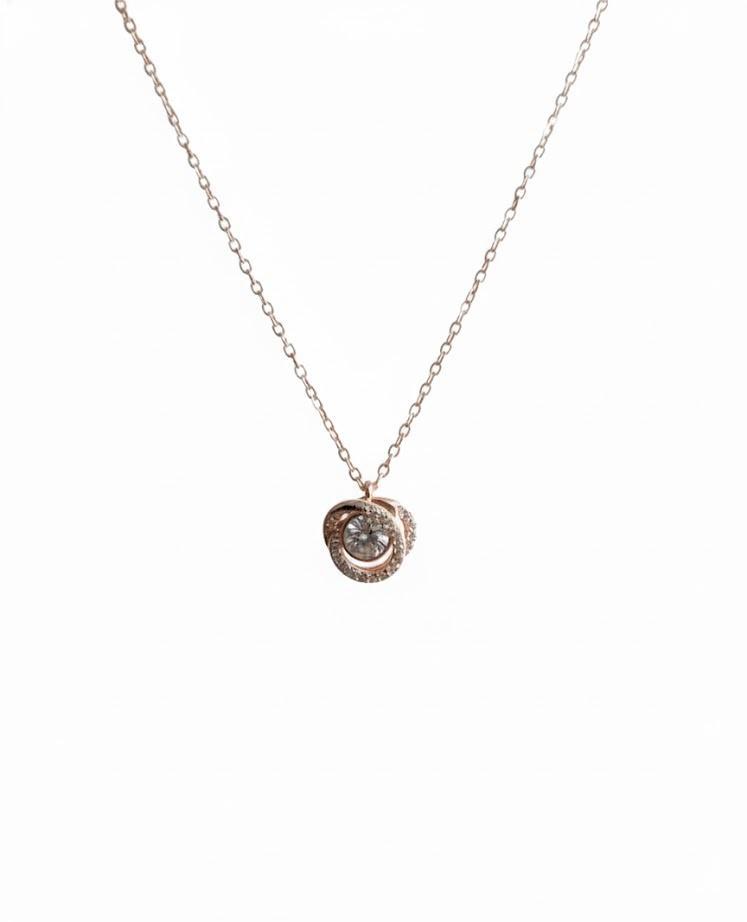 Rose Gold Zircon Halo Pendant Necklace