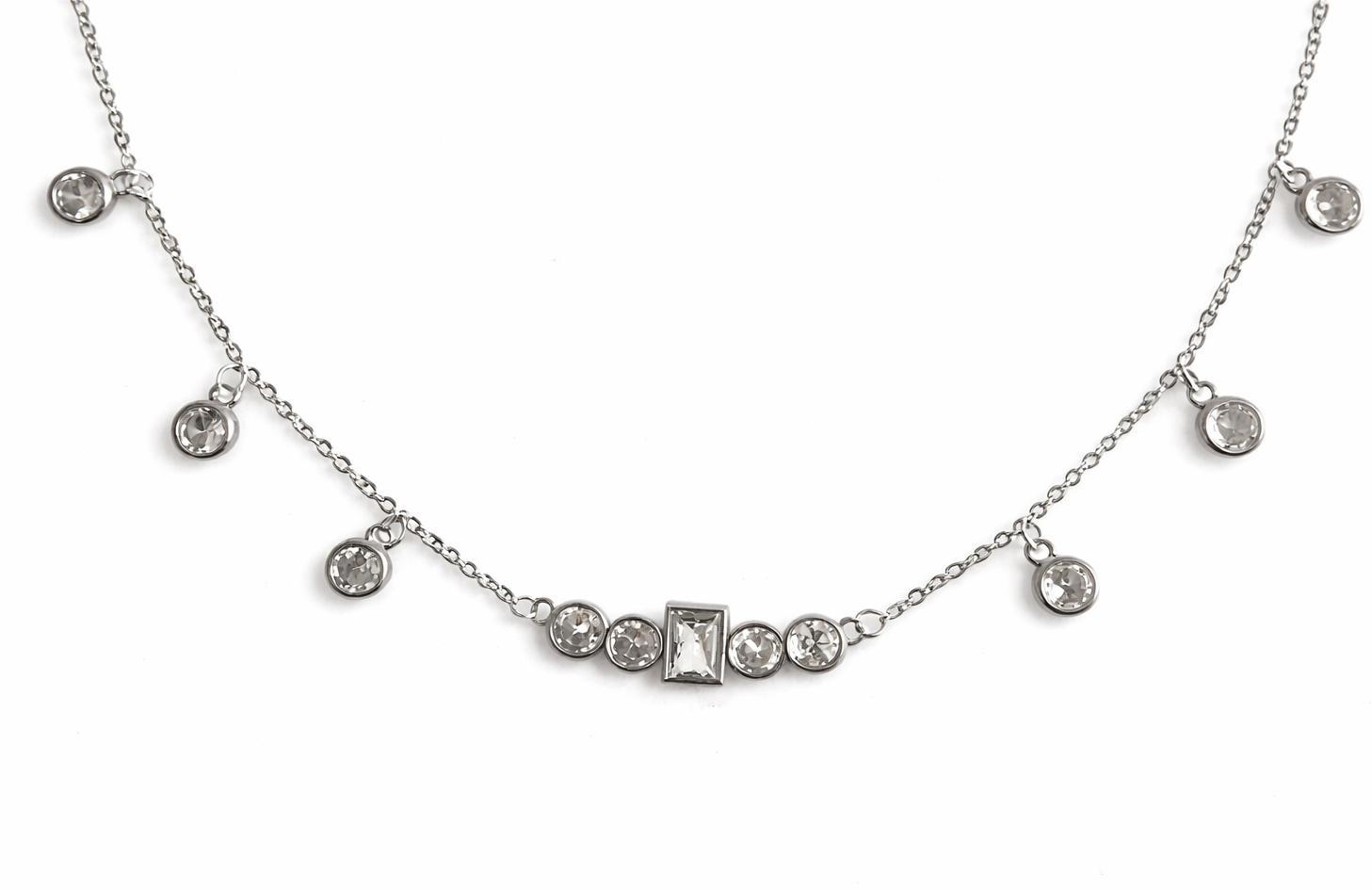 Zircon Drop Sterling Silver Necklace