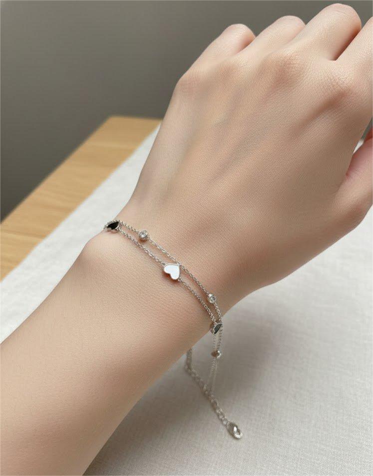 Dual Heart Chain Bracelet 🤍🖤