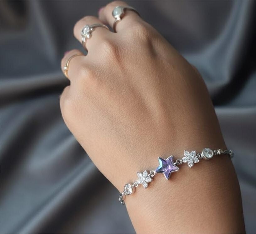 Swarovski Purple Star Bracelet – 925 Sterling Silver