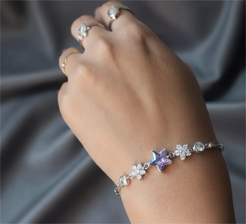 Swarovski Purple Star Bracelet – 925 Sterling Silver