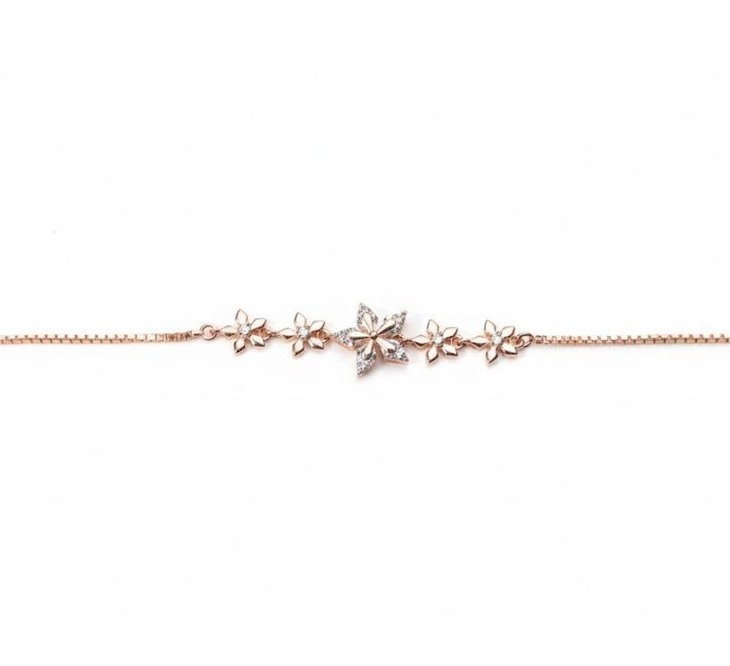 Rose Gold Floral Sparkle Bracelet – 925 Sterling Silver - Image 4