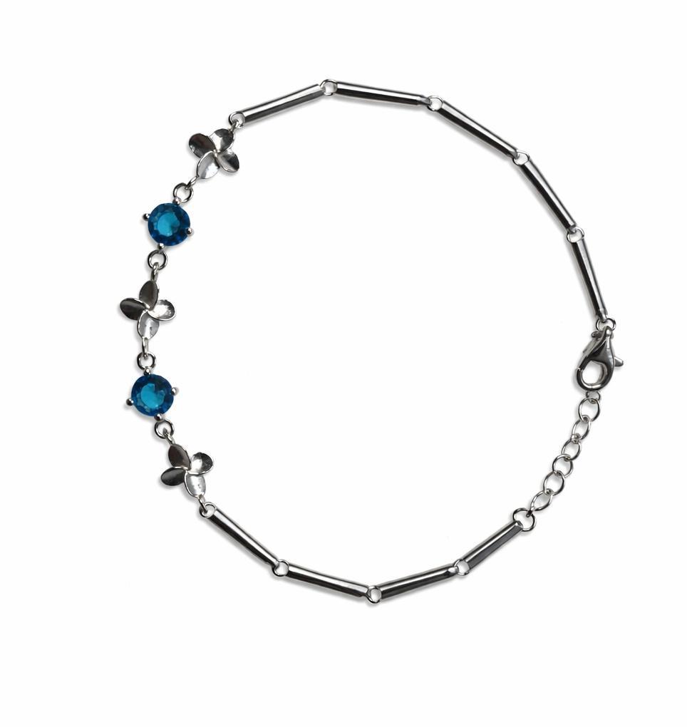 Silver Blue Stone Bracelet – 925 Sterling Silver - Image 4