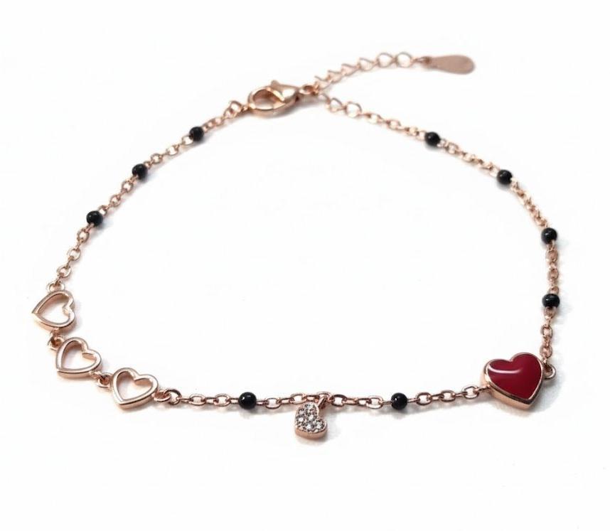 Rose Gold Heart Charm Bracelet – 925 Sterling Silver - Image 4