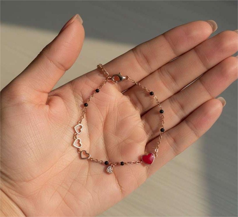 Rose Gold Heart Charm Bracelet – 925 Sterling Silver - Image 2