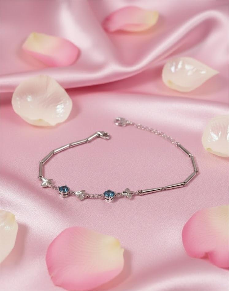 Silver Blue Stone Bracelet – 925 Sterling Silver - Image 2