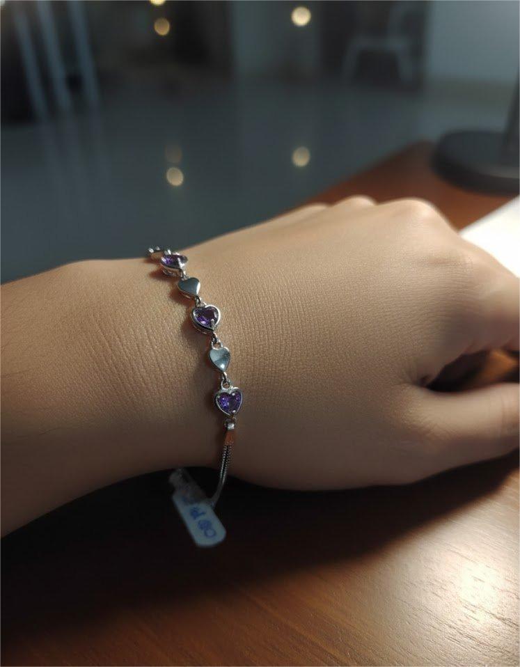 Amethyst Heart Chain Bracelet