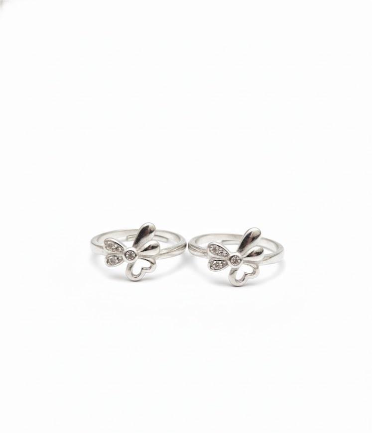 Butterfly Sparkle Adjustable Toe Rings (Pair)