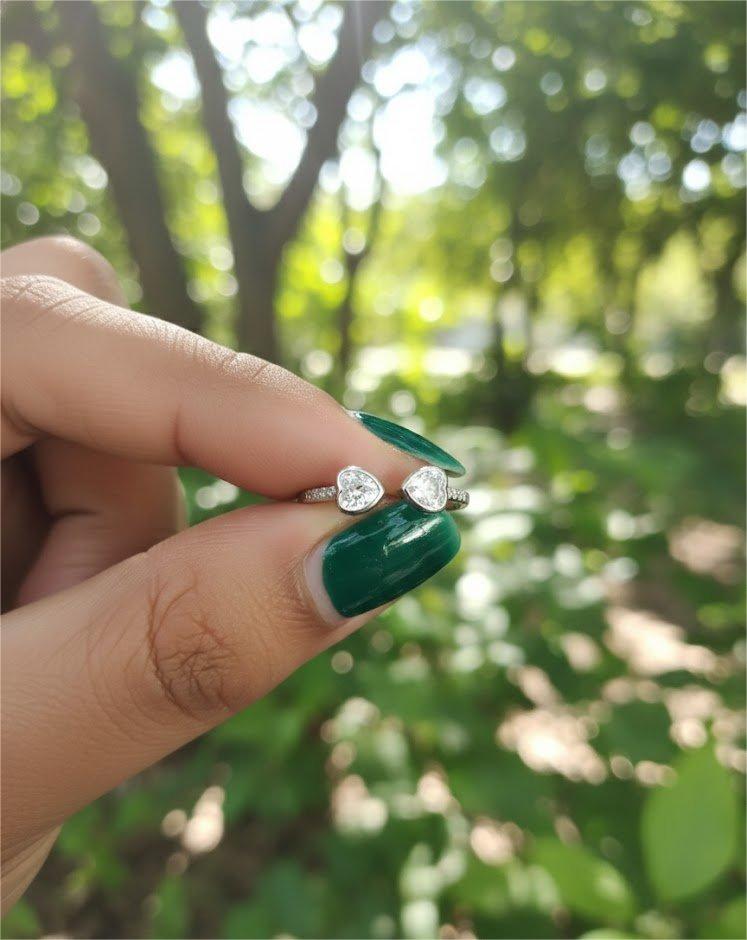 Heart Zircon Stone Silver Toe Rings (Pair) - Image 4