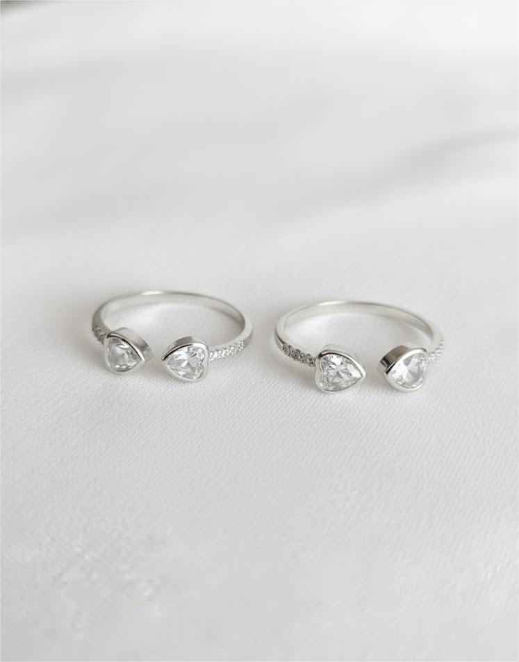 Heart Zircon Stone Silver Toe Rings (Pair) - Image 3