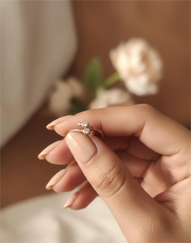 Rose Gold Dual Sparkle Toe Rings - Image 3