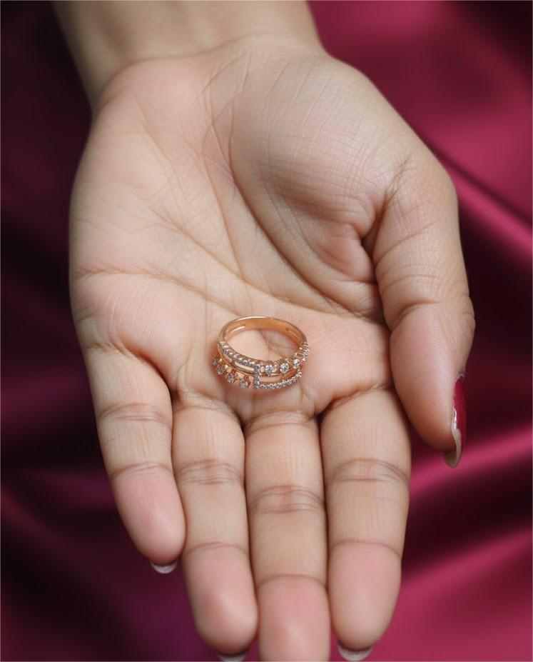 Rose Gold Sparkle Band Ring - Image 3