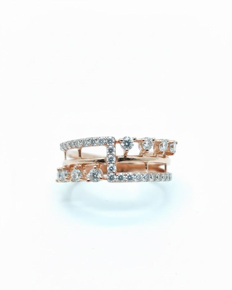 Rose Gold Sparkle Band Ring - Image 4