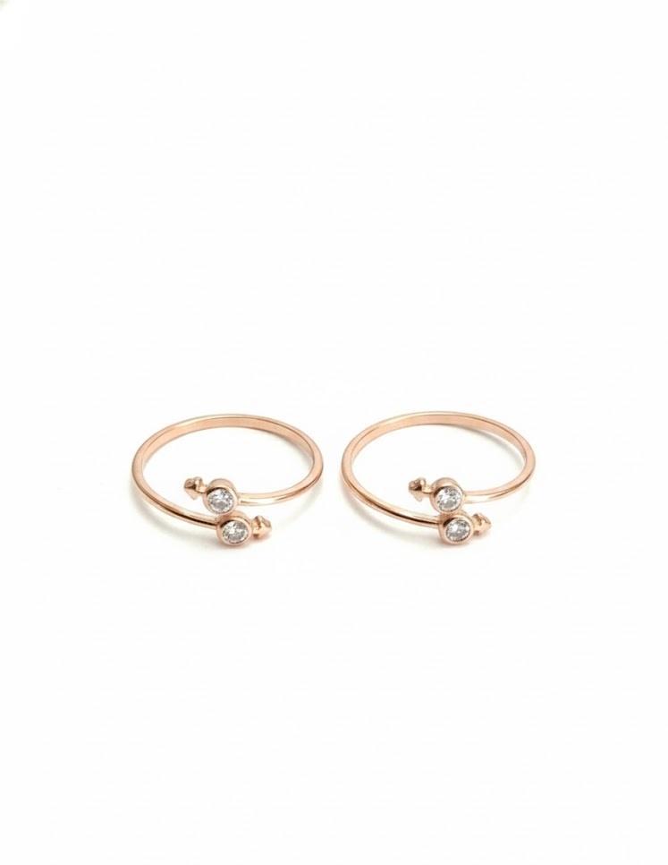 Rose Gold Dual Sparkle Toe Rings - Image 2